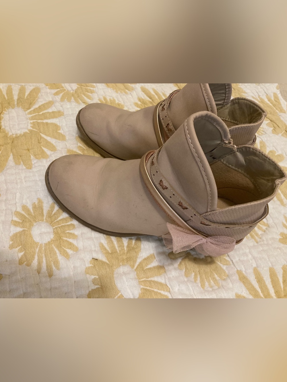 Jellypop Light Pink Bow Ankle Boots for Girls